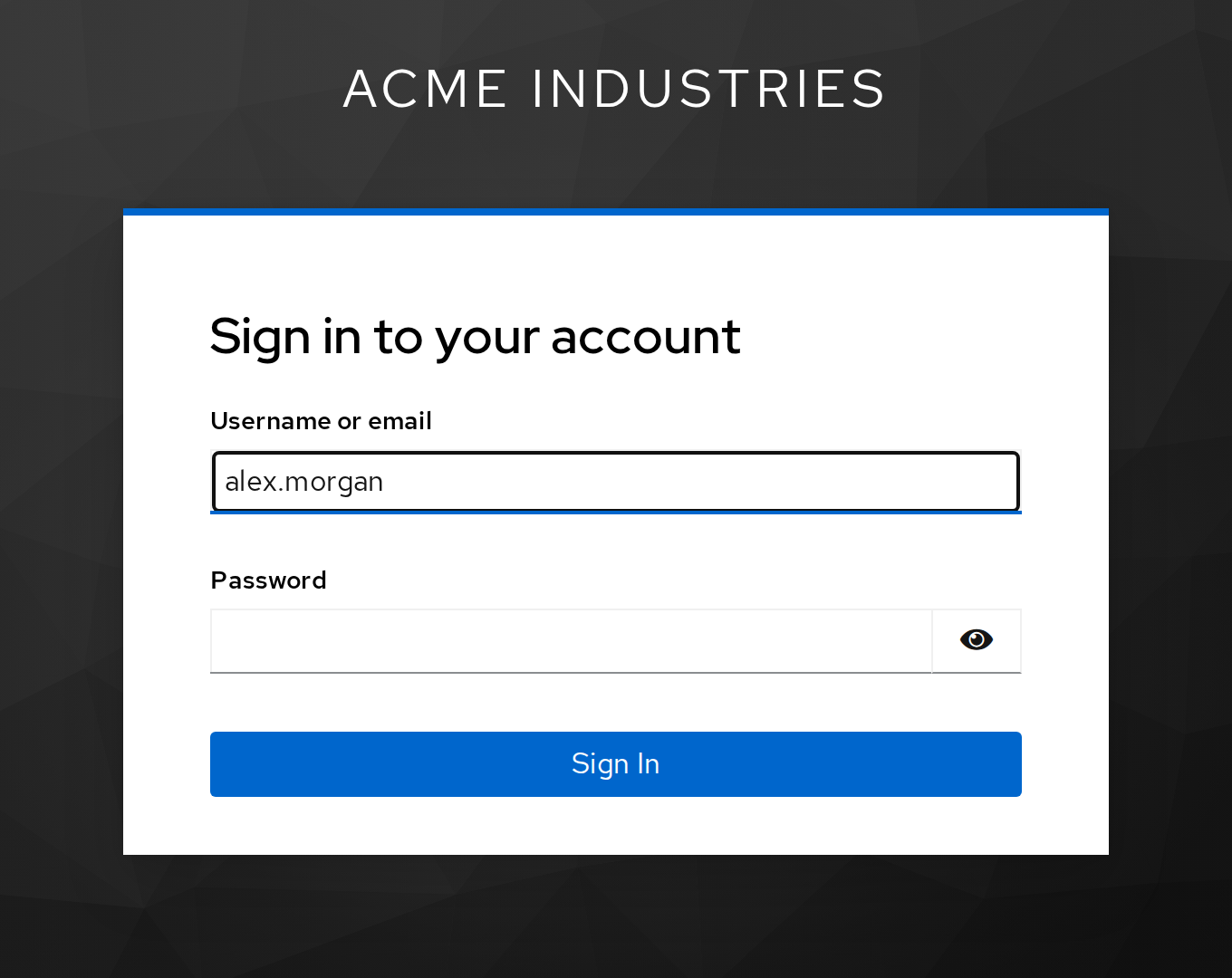 Keycloak login page