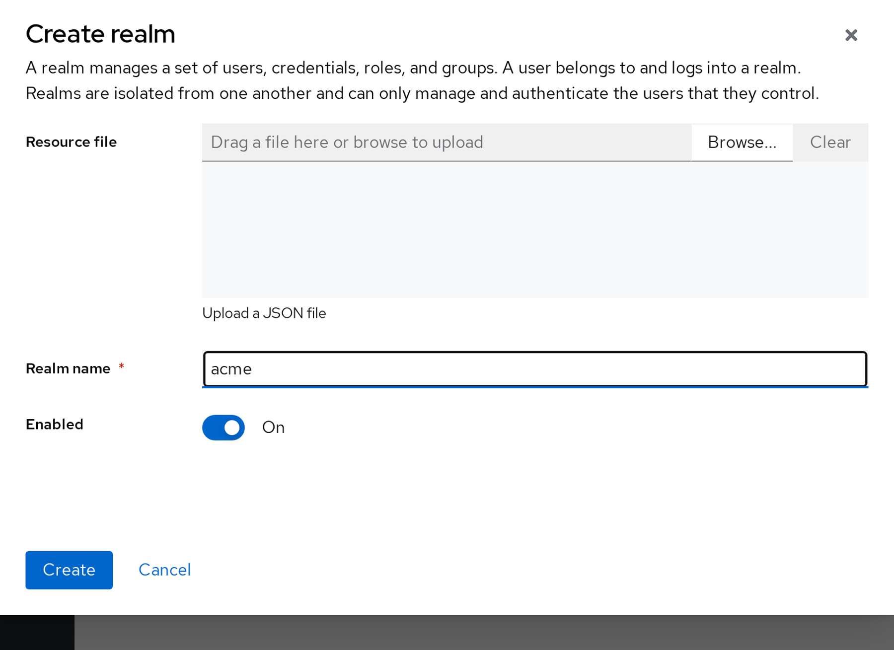 Create realm