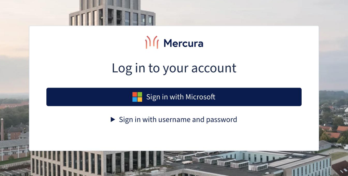 Login page with the SSO button