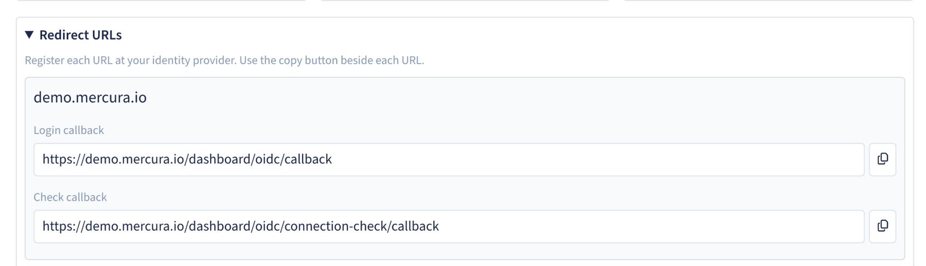 Redirect URLs in the Single Sign-on settings